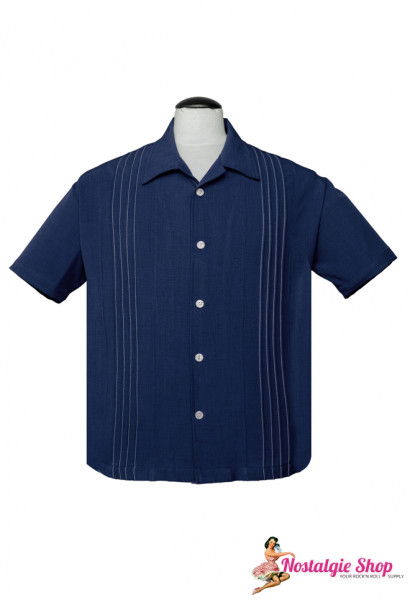 Steady Retro Bowling Shirt - The Otis Navy
