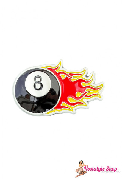 Running Bear Buckle - 8 Ball on Fire Rockabilly Gürtelschnalle