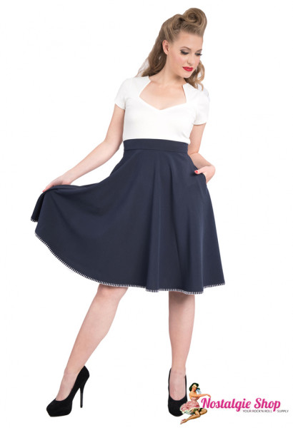 Steady Clothing Thrills Tellerrock Navy Häkelkante