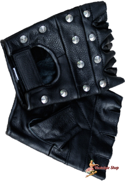 Nieten Biker Lederhandschuhe fingerlos