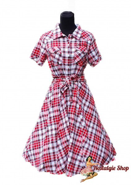 Queen Kerosin - Checked Dress Red &amp; Off White