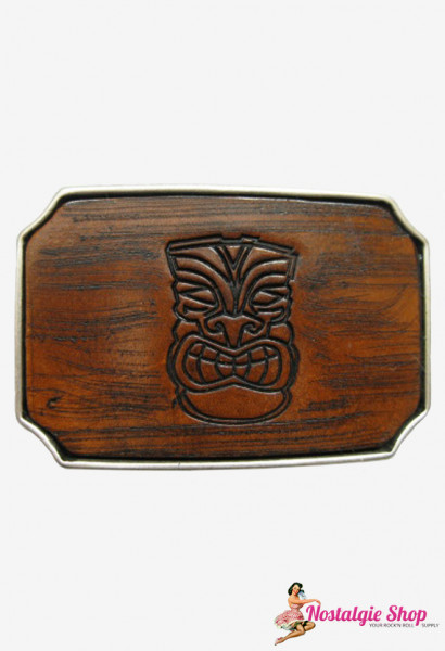 Rock cat Roll Buckle Leder - Tiki Face