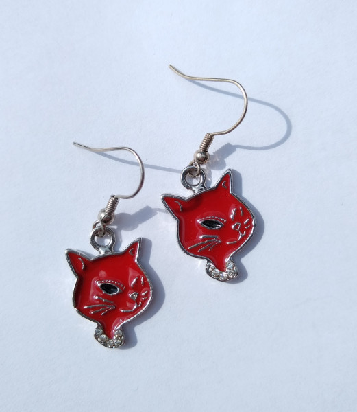 Ohrringe Katze - rot oder weiß