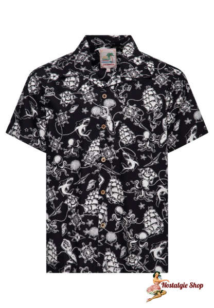 King Kerosin - HAWAIIHEMD 'SAILOR' IN SCHWARZ