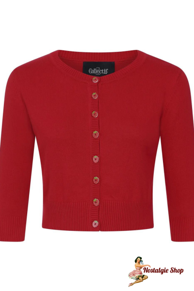 Collectif - &quot;Lucy Strawberry Cardigan&quot; In Rot