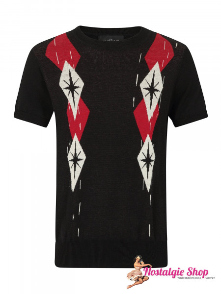 Collectif Vintage Männer Strickshirt - Scott Black Wall
